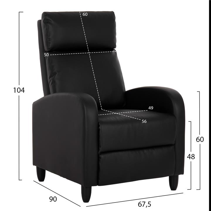 ARMCHAIR RELAX HIBER HM9782.11 BLACK PU 67,5x90x104Hcm.