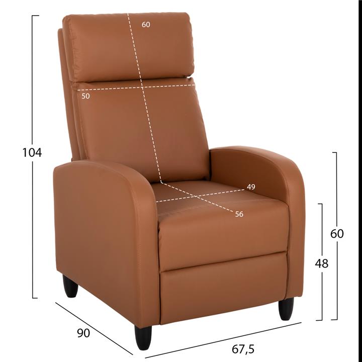 ARMCHAIR RELAX HIBER HM9782.22 BROWN PU 67,5x90x104Hcm.