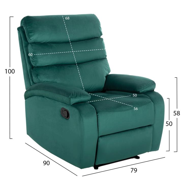 ARMCHAIR RELAX YASUMU HM9783.03 CYPRESS GREEN VELVET 80x93x100Hcm.