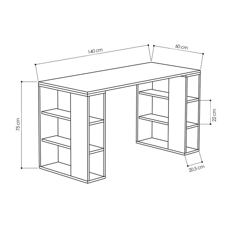 Working Table Colmar pakoworld in white - dark oak 140x60x75cm