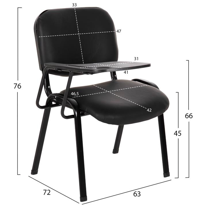 CONFERENCE CHAIR WITH DESK IN BLACK PU HM11942