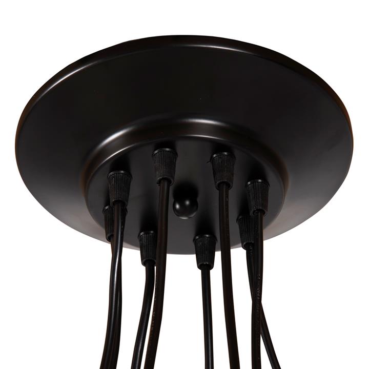 CEILING PENDANT 8-LIGHT HM4176 BLACK METAL-BLACK CABLES Φ100x180Hcm.