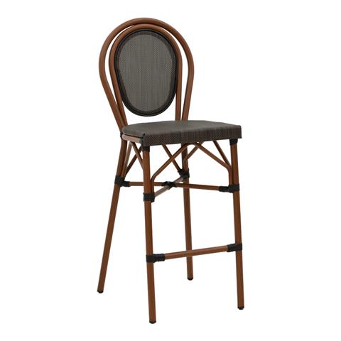Garden bar stool Dezyan pakoworld dark brown aluminum-grey textilene 41.5x53.5x116cm