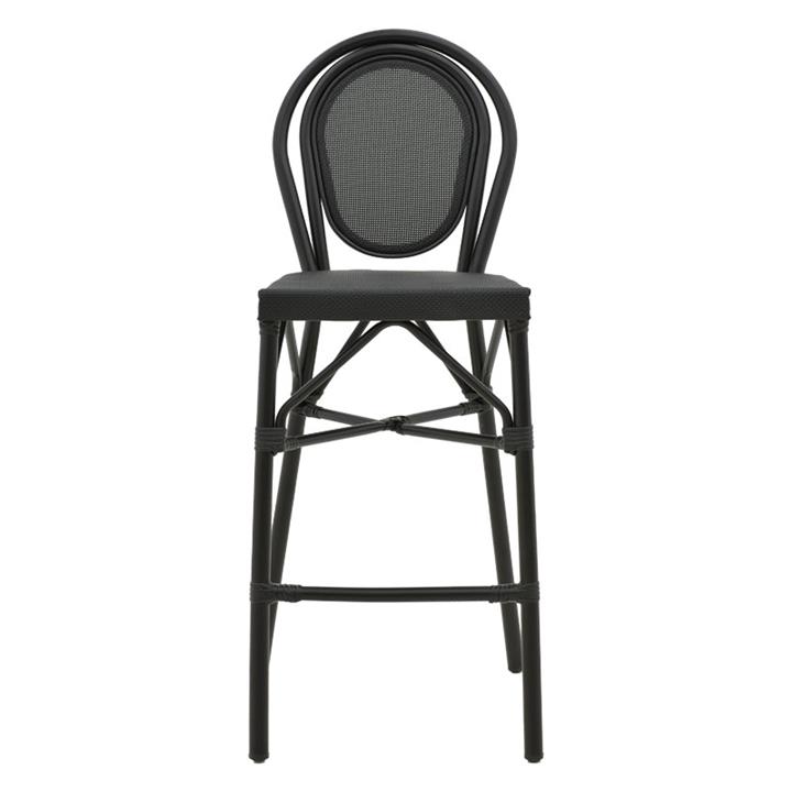 Garden bar stool Dezyan pakoworld black aluminum-black textilene 41.5x53.5x116cm