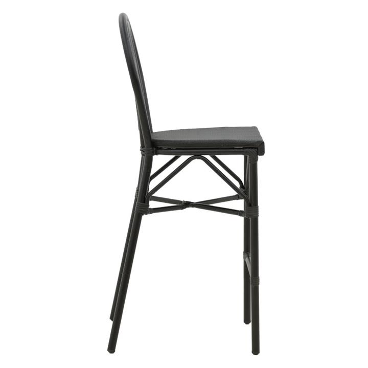 Garden bar stool Dezyan pakoworld black aluminum-black textilene 41.5x53.5x116cm