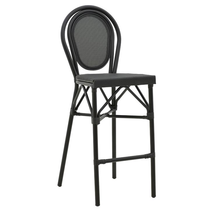 Garden bar stool Dezyan pakoworld black aluminum-black textilene 41.5x53.5x116cm