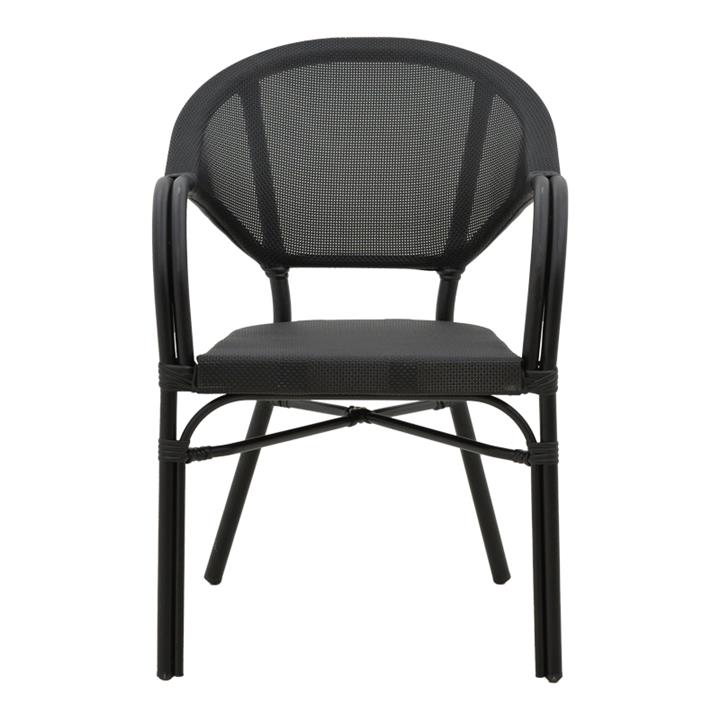 Garden chair Elyza  pakoworld black aluminum-black textilene 57x62x84cm