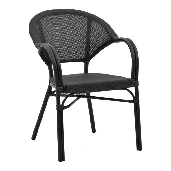Garden chair Elyza  pakoworld black aluminum-black textilene 57x62x84cm