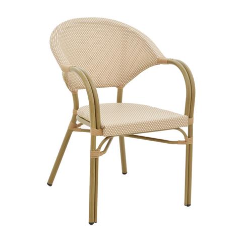 Garden armchair Elyza pakoworld gold aluminum-beige textilene 57x62x84cm