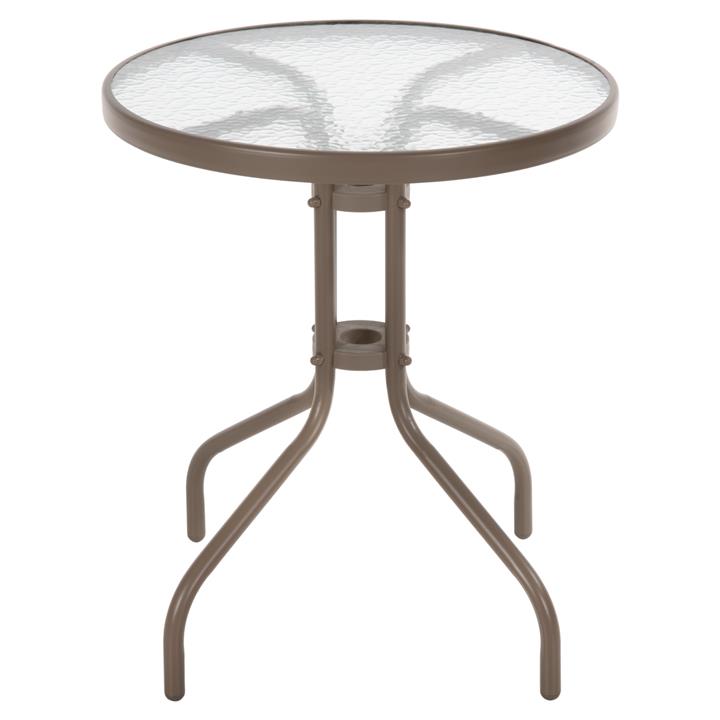 OUTDOOR ROUND TABLE LIMA HM5079.04 METAL IN CHAMPAGNE COLOR-GLASS TABLETOP Φ60x70Hcm