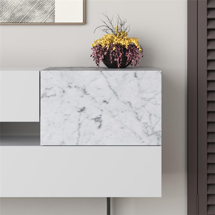Buffet Roberta pakoworld white marble melamine 145x40x82cm