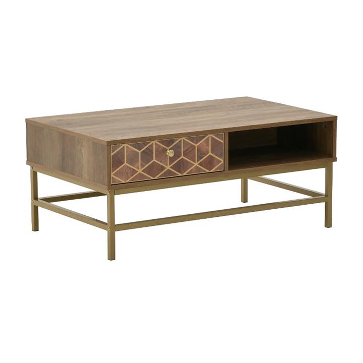 Coffe table Brilo Inart brown-gold wood 101x59x43cm