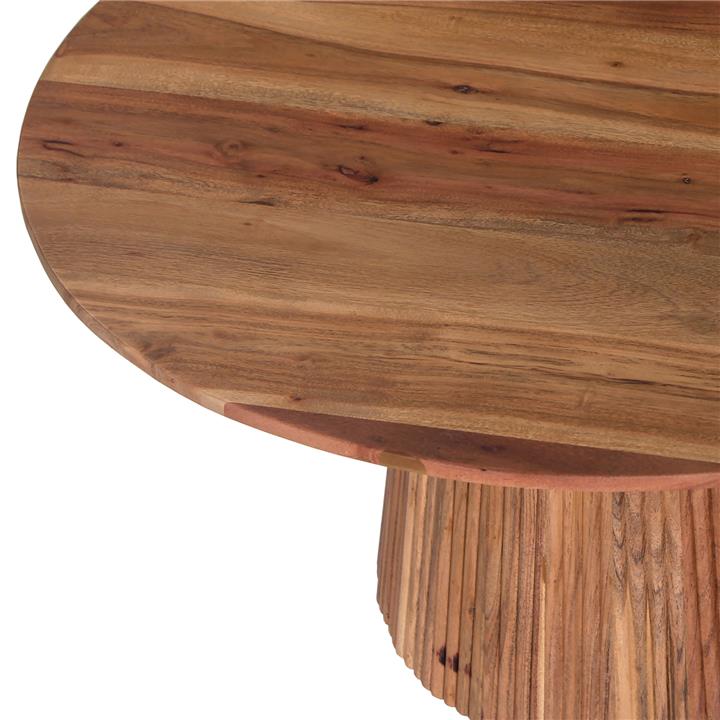 COFFEE TABLE ROUND GROOT HM9697 SOLID ACACIA WOOD IN NATURAL COLOR Φ80x48Hcm.