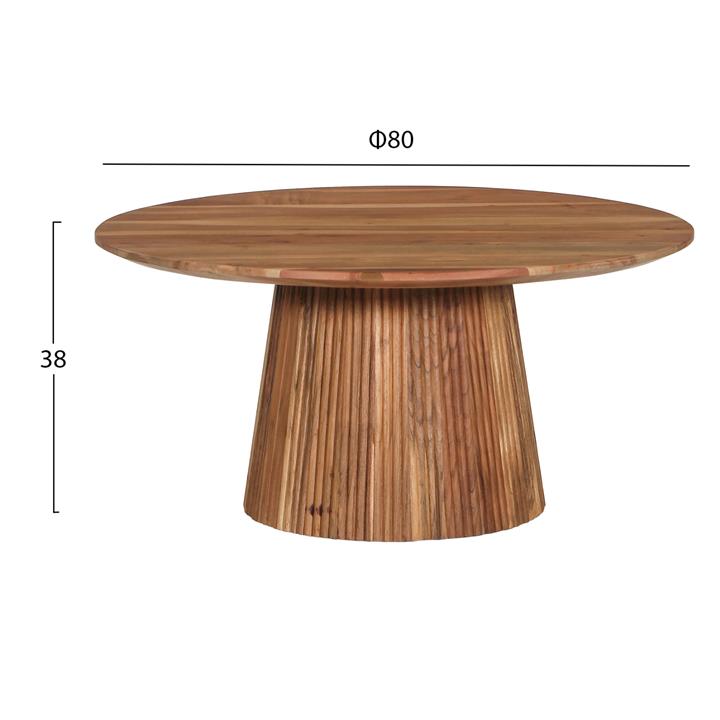 COFFEE TABLE ROUND GROOT HM9697 SOLID ACACIA WOOD IN NATURAL COLOR Φ80x48Hcm.