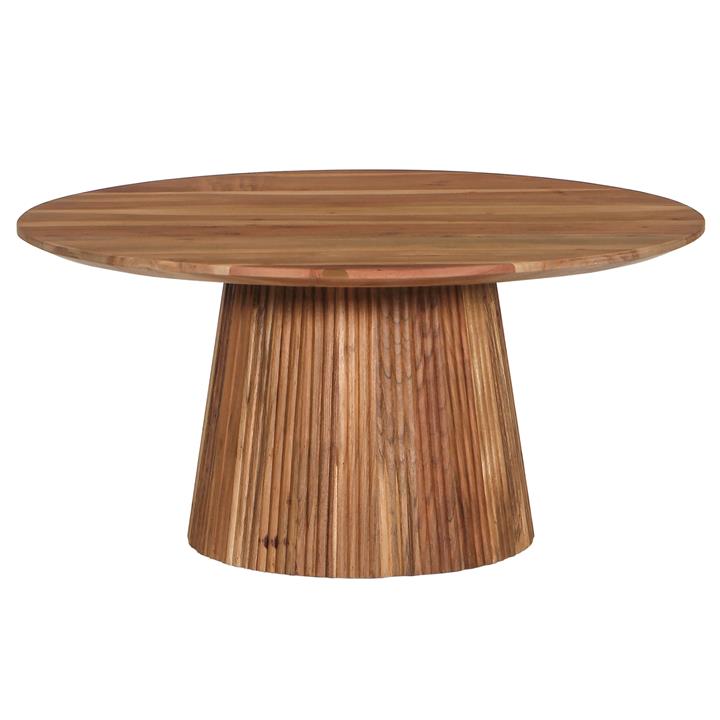 COFFEE TABLE ROUND GROOT HM9697 SOLID ACACIA WOOD IN NATURAL COLOR Φ80x48Hcm.