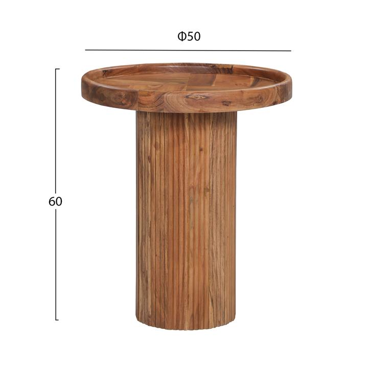 COFFEE TABLE ROUND RAJJEH HM9692 SOLID ACACIA WOOD IN NATURAL Φ50x60Hcm.