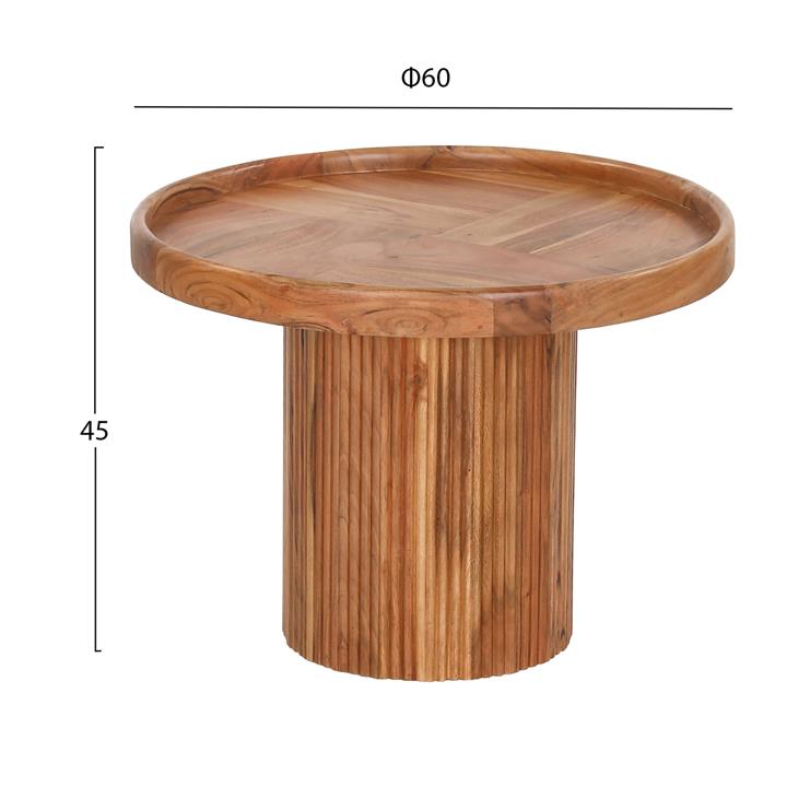 COFFEE TABLE ROUND RAJJEH HM9693 SOLID ACACIA WOOD IN NATURAL COLOR Φ60x45Hcm.