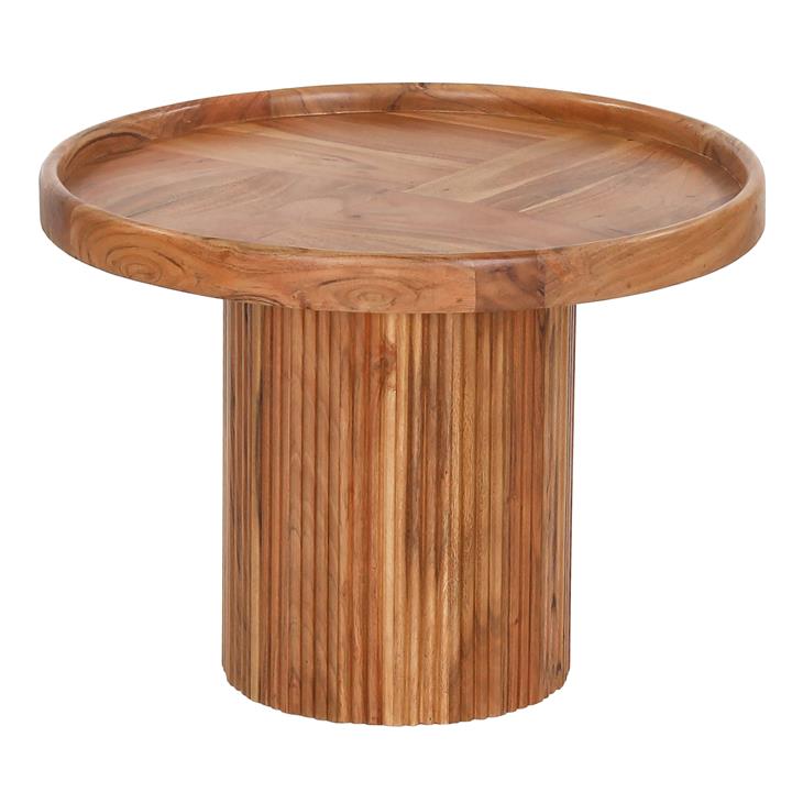 COFFEE TABLE ROUND RAJJEH HM9693 SOLID ACACIA WOOD IN NATURAL COLOR Φ60x45Hcm.