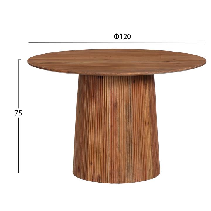 DINING TABLE ROUND GROOT HM9684 SOLID ACACIA WOOD IN NATURAL Φ120x76Hcm.