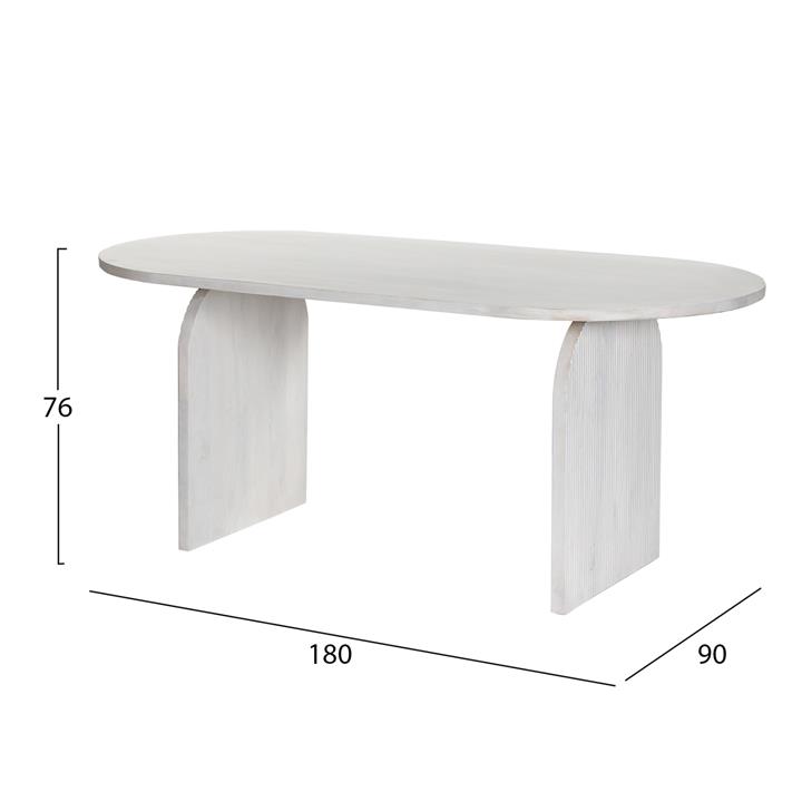 DINING TABLE OVAL HONKY HM9690 SOLID MANGO WOOD IN WHITE 180x90x76Hcm.