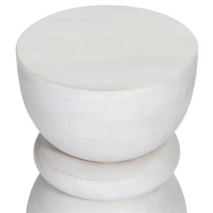 STOOL ROUND COIL HM9703 SOLID MANGO WOOD IN WHITE COLOR Φ35x51Hcm.