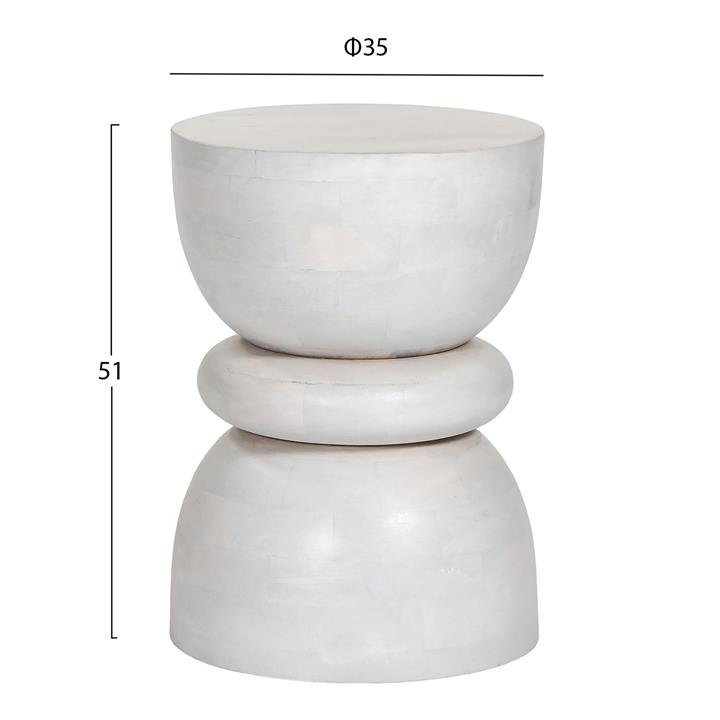 STOOL ROUND COIL HM9703 SOLID MANGO WOOD IN WHITE COLOR Φ35x51Hcm.