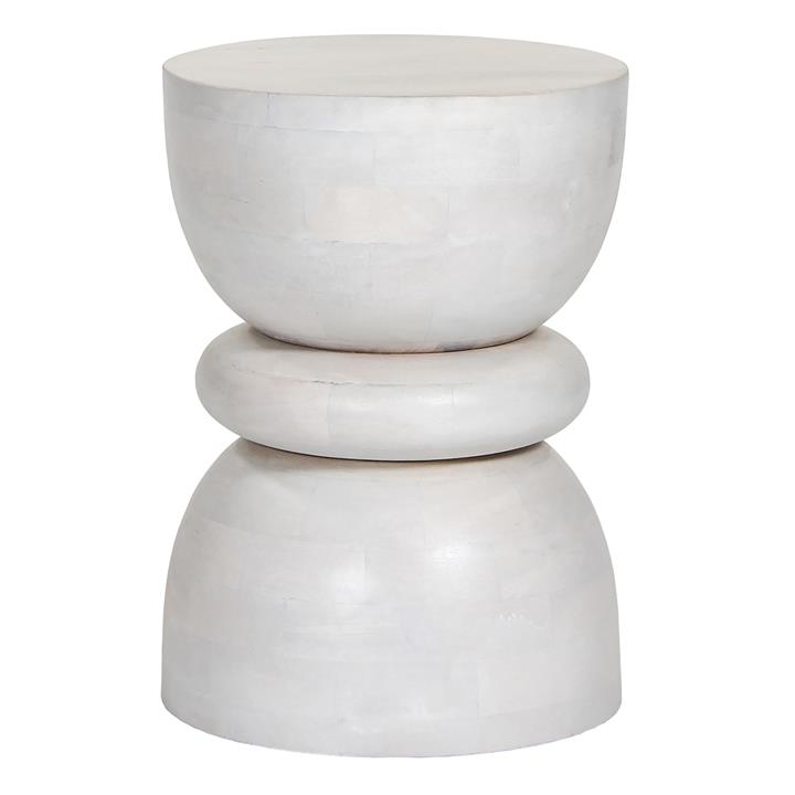 STOOL ROUND COIL HM9703 SOLID MANGO WOOD IN WHITE COLOR Φ35x51Hcm.