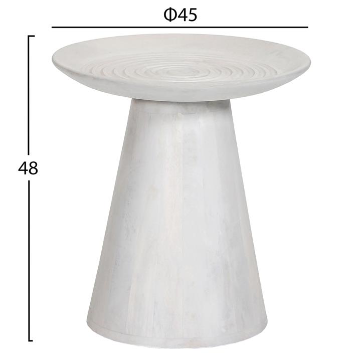 SIDE TABLE ROUND ROSS HM9708 SOLID MANGO WOOD IN WHITE Φ45x48Hcm.