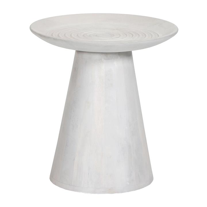 SIDE TABLE ROUND ROSS HM9708 SOLID MANGO WOOD IN WHITE Φ45x48Hcm.