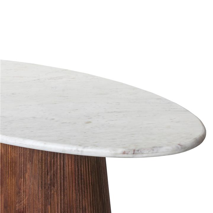 DINING TABLE OVAL PURGER HM9715 SOLID MANGO WOOD-WHITE MARBLE 180x90x76Hcm.