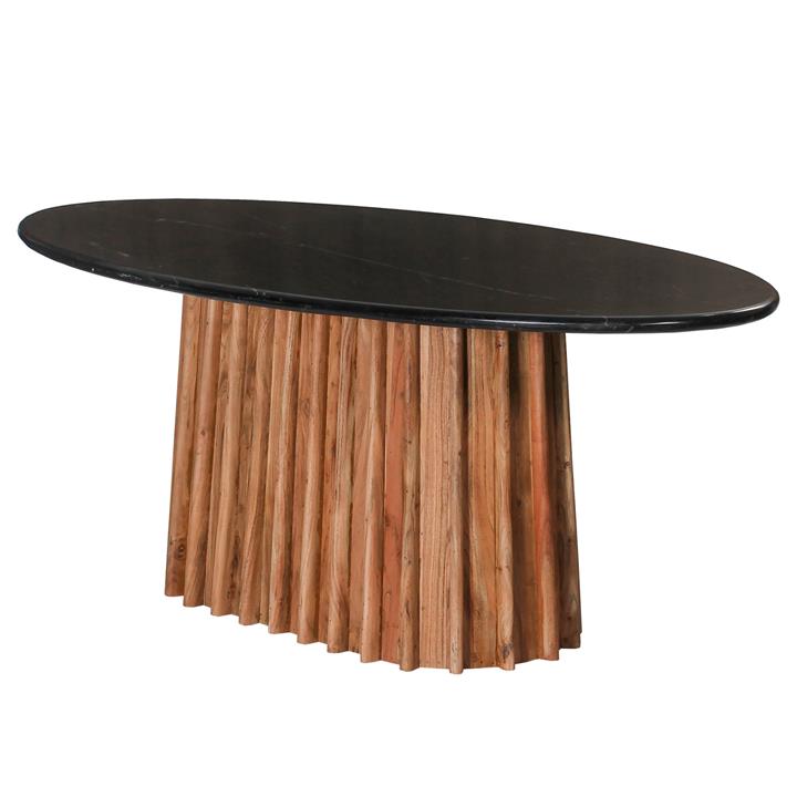 DINING TABLE OVAL DRAXX HM9689 SOLID ACACIA WOOD-BLACK MARBLE TOP 200x100x76Hcm.