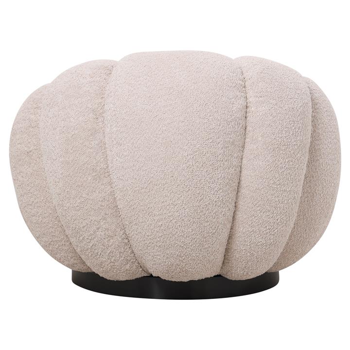ARMCHAIR SWIVEL GRYMM HM9601.06 ECRU BOUCLE-BLACK METAL BASE 90x93x65Hcm.