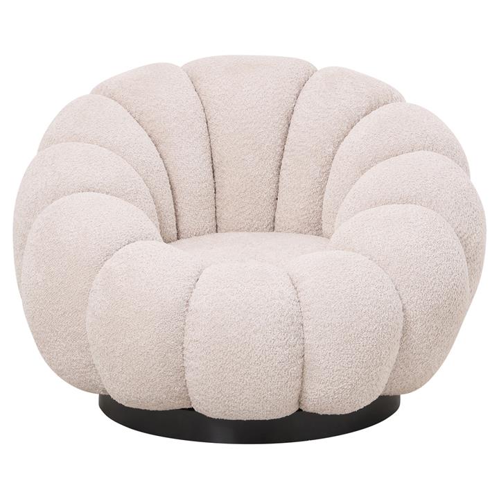 ARMCHAIR SWIVEL GRYMM HM9601.06 ECRU BOUCLE-BLACK METAL BASE 90x93x65Hcm.