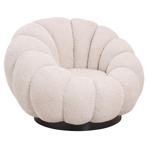 ARMCHAIR SWIVEL GRYMM HM9601.06 ECRU BOUCLE-BLACK METAL BASE 90x93x65Hcm.