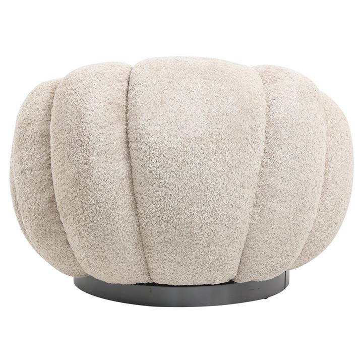 ARMCHAIR SWIVEL GRYMM HM9601.08 BEIGE BOUCLE-BLACK METAL BASE 90x93x65Hcm.
