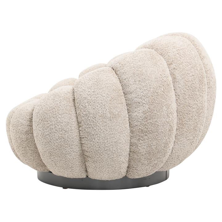 ARMCHAIR SWIVEL GRYMM HM9601.08 BEIGE BOUCLE-BLACK METAL BASE 90x93x65Hcm.