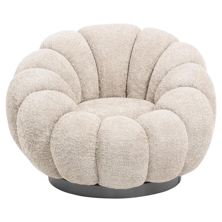 ARMCHAIR SWIVEL GRYMM HM9601.08 BEIGE BOUCLE-BLACK METAL BASE 90x93x65Hcm.