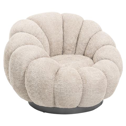 ARMCHAIR SWIVEL GRYMM HM9601.08 BEIGE BOUCLE-BLACK METAL BASE 90x93x65Hcm.