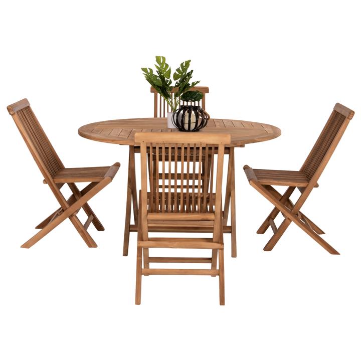 OUTDOOR DINING SET 5PCS KENDALL HM11956 SOLID TEAK WOOD IN NATURAL COLOR