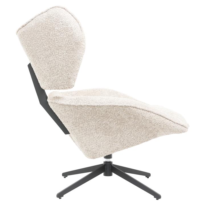 ARMCHAIR SWIVEL BRYLL HM9597.06 ECRU BOUCLE-BLACK METAL BASE 86x90x97Hcm.