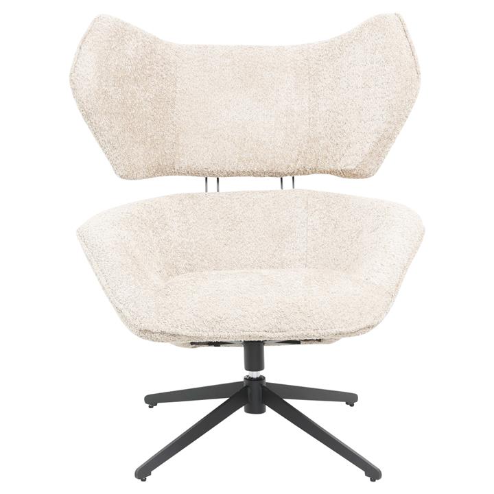 ARMCHAIR SWIVEL BRYLL HM9597.06 ECRU BOUCLE-BLACK METAL BASE 86x90x97Hcm.