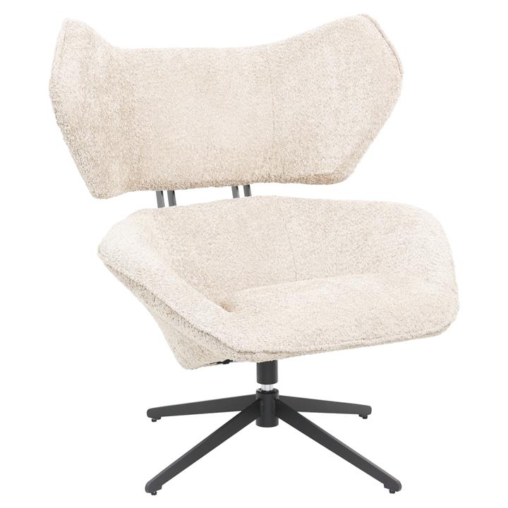 ARMCHAIR SWIVEL BRYLL HM9597.06 ECRU BOUCLE-BLACK METAL BASE 86x90x97Hcm.