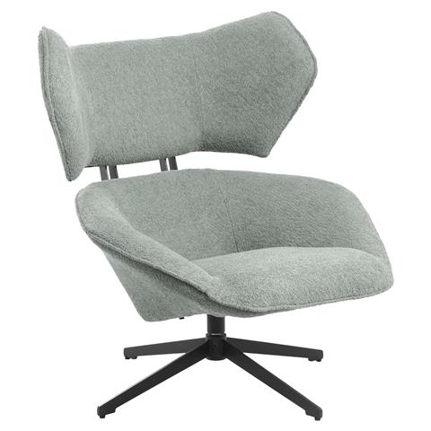 ARMCHAIR SWIVEL BRYLL HM9597.05 PISTACHIO GREEN BOUCLE-BLACK METAL BASE 86x90x97Hcm.