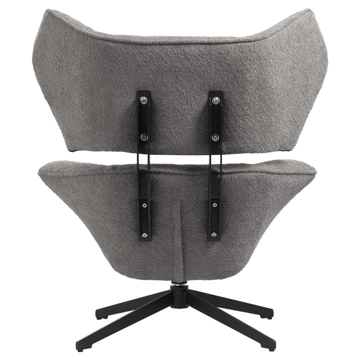 ARMCHAIR SWIVEL BRYLL HM9597.01 GREY BOUCLE-BLACK METAL BASE 86x90x97Hcm.