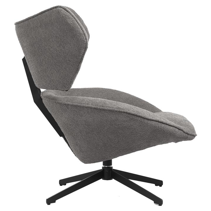 ARMCHAIR SWIVEL BRYLL HM9597.01 GREY BOUCLE-BLACK METAL BASE 86x90x97Hcm.