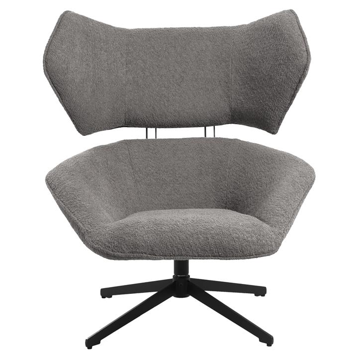 ARMCHAIR SWIVEL BRYLL HM9597.01 GREY BOUCLE-BLACK METAL BASE 86x90x97Hcm.
