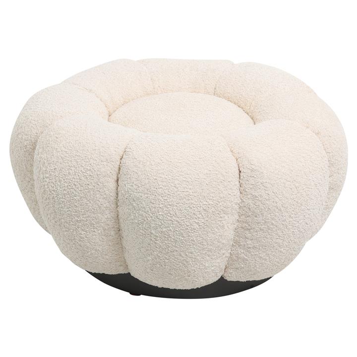 STOOL ROUND KRIPP HM9602.06 ECRU BOUCLE-BLACK METAL BASE Φ60x31Hcm.