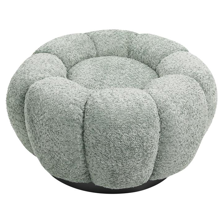STOOL ROUND KRIPP HM9602.05 PISTACHIO GREEN BOUCLE-BLACK METAL BASE Φ60x31Hcm.