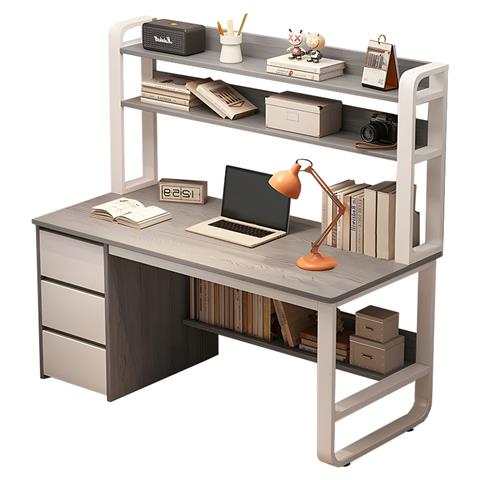 Soco pakoworld desk with shelf-MDF gray-white 120x50x144cm