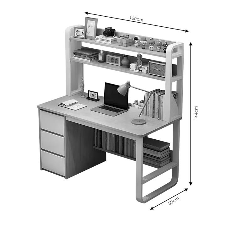 Soco pakoworld desk with shelf-MDF natural-white 120x50x144cm